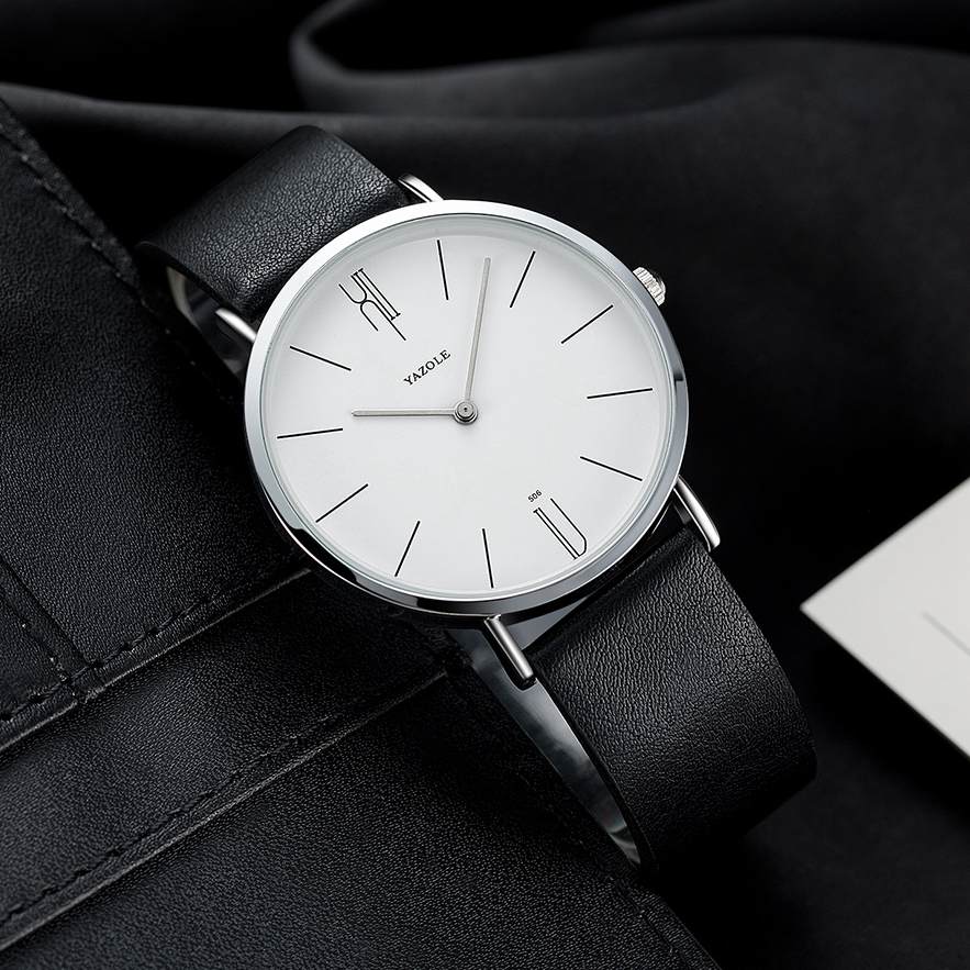 Đồng Hồ Analog Máy Quartz Dây Da Sang Trọng Yazole 506