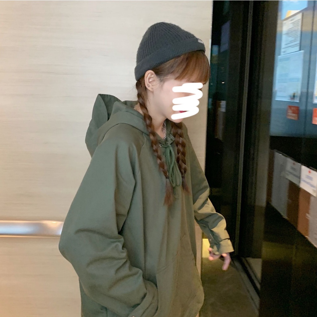 【ZHELIHANGFEI】Áo Hoodie Tay Dài Dáng Rộng Phong Cách Preppy
