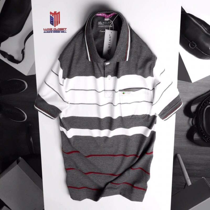 Áo thun sọc nam trung niên chất cotton tám màu sang trọng ACT005