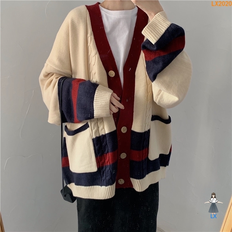 <Ready> Áo khoác len cardigan cổ chữ v thời trang xinh xắn thanh lịch
