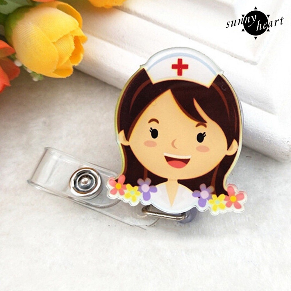 Kẹp Giữ Thẻ Tên ID Dạng Cuộn Gắn Huy Hiệu Họa Tiết Bác Sĩ Y Tá Hoạt Hình