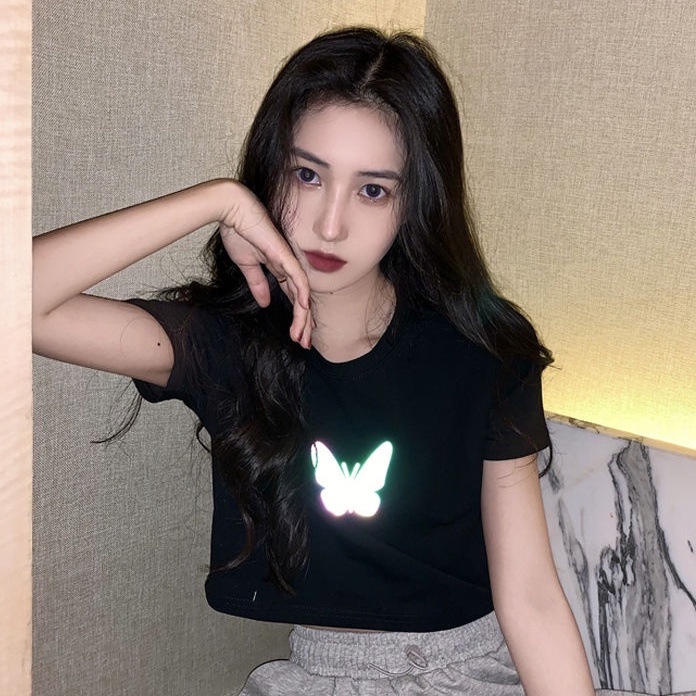 Áo Thun Tay Ngắn In Hình Bướm Phong Cách Hàn Quốc Dành Cho Nữ áo phông nữ JL-TX-18