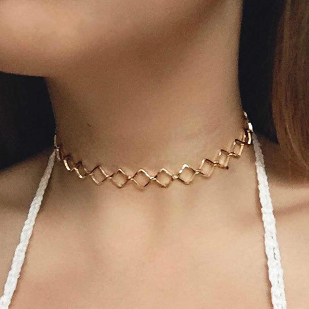 Vòng Choker Thiết Kế Mặt Vuông Đơn Giản Hợp Thời Trang