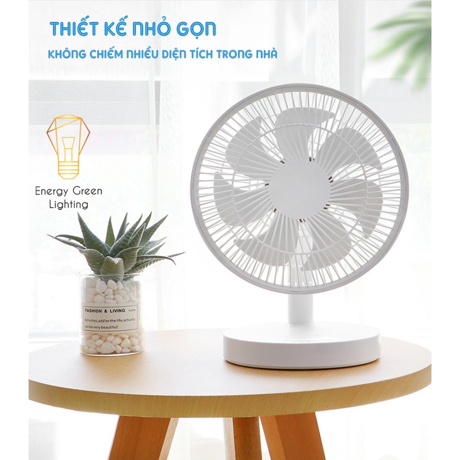 Quạt Tích Điện Để Bàn Energy Green Lighting F3S - 4 Tốc Độ Gió - Pin 3600mAh Siêu Khỏe - Thời Gian Sử Dụng Lên Đến 8 Giờ