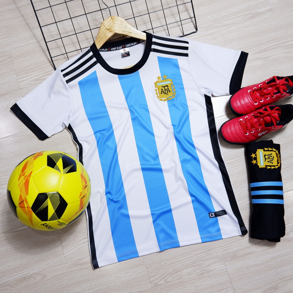Bộ quần áo đá banh trẻ em Argentina, Bộ quần áo bóng đá trẻ em Argentina có in tên và số theo yêu cầu