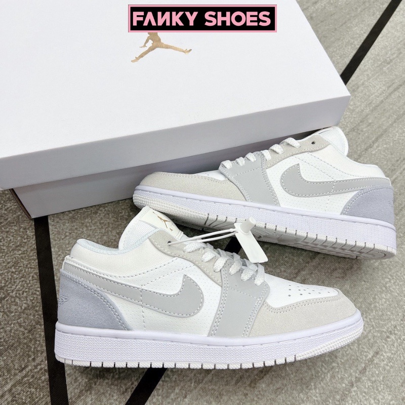 Giày Nike Air Jordan Paris Cổ Thấp, Giày Sneaker JD1 Low Xám Nam Nữ Thể Thao Cao Cấp Full Box Bill