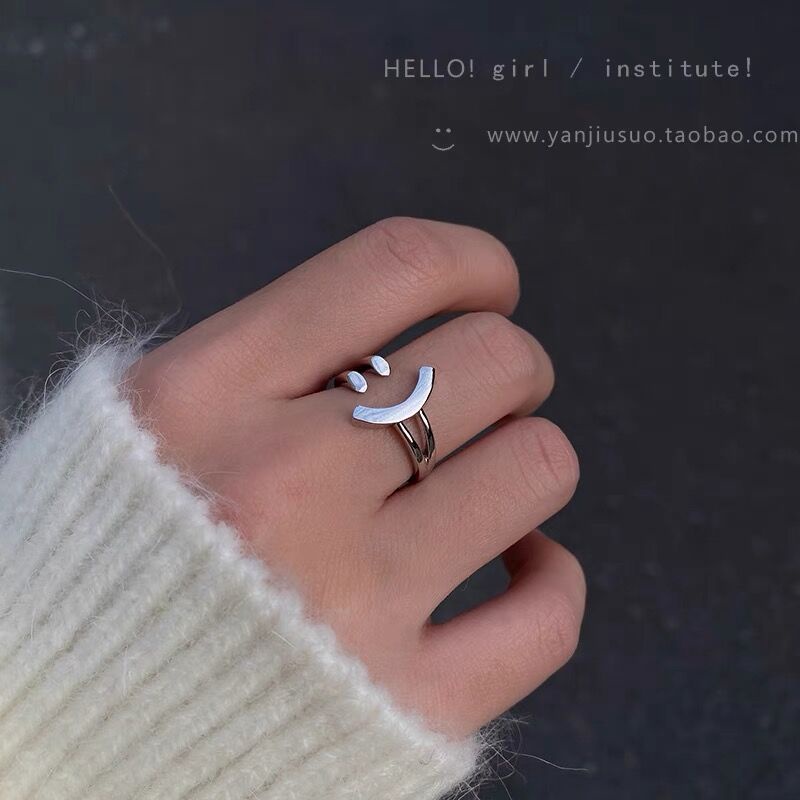 Nhẫn Kim Loại Hình Mặt Cười Đơn Giản Thời Trang Unisex