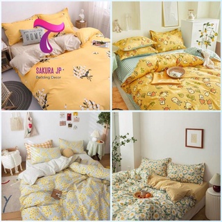 Hàng mới- set chăn ga gối đệm poly cotton 100% vintage hoa vàng- bst chăn ga gối cotton poly