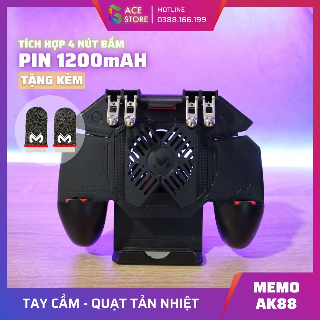 Memo AK88 | Tay cầm chơi game quạt tản nhiệt tích hợp pin dành cho điện thoại