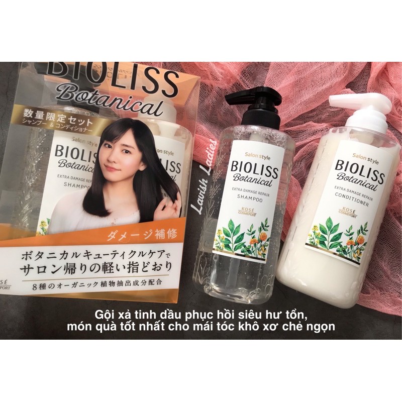 gội xả Bioliss Botanical Nhật Bản phục hồi mái tóc khô xơ chẻ ngọn