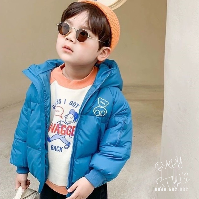 Áo phao siêu nhẹ bé trai &quot;GẤU BEAR&quot; 8-20kg. Áo khoác mùa đông bé gái 1-5 tuổi. G46