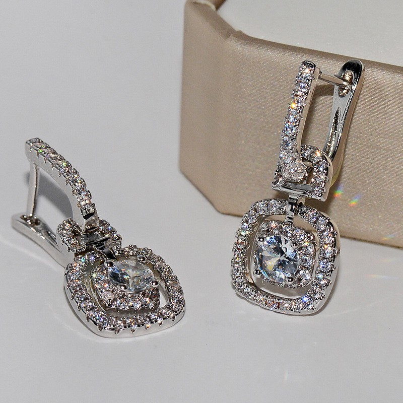 Women's Shiny Zircon Earrings Earrings Copper Plated Platinum Earrings Jewelry