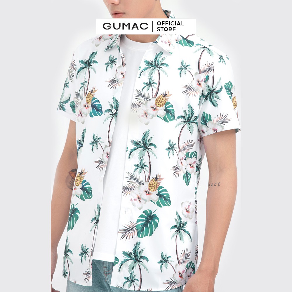 [Mã WABRGD12 giảm 10% đơn 250K] Áo sơ mi nam tay ngắn in cây dừa GUMAC ANB6110 | BigBuy360 - bigbuy360.vn