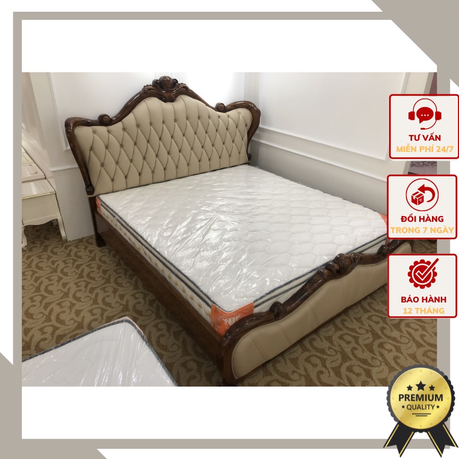 Giường ngủ tân cổ điển hoàng gia gỗ Mun, da bò Tây Ba Nha cao cấp – xứng tầm đẳng cấp cho nhà Lâu Đài, Siêu Biệt Thự