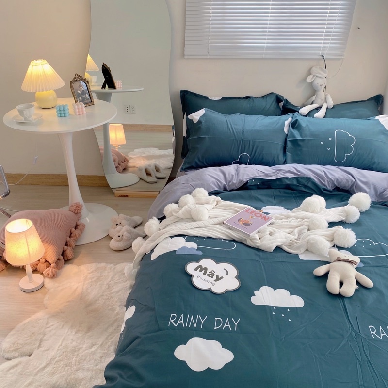 Bộ chăn ga gối Cotton Poly hoạ tiết trời đêm tối màu đen xanh đậm MÂY BEDDING đủ kích thước nệm | BigBuy360 - bigbuy360.vn