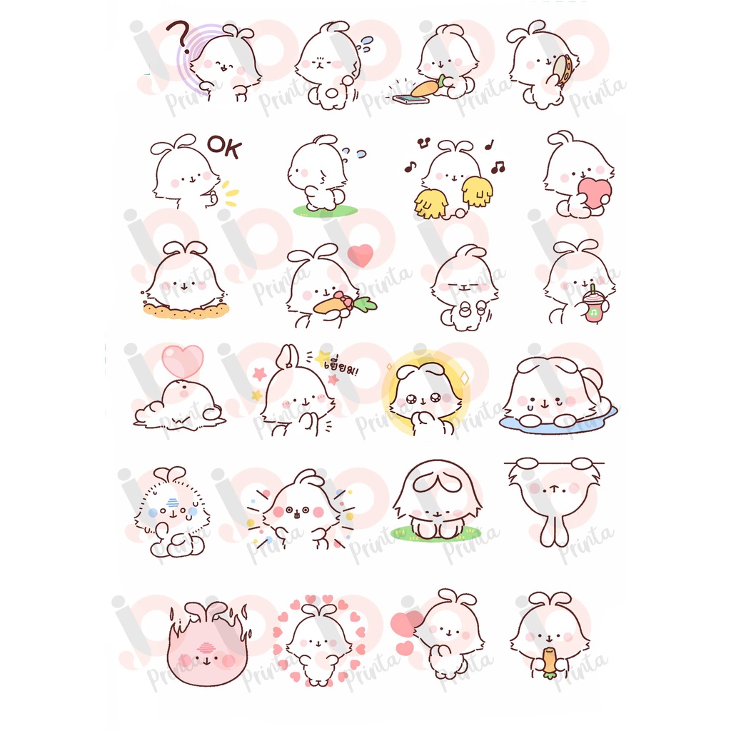 [NOWSHIP] Decal sticker dán chống nước Thỏ Angora siêu cute (full) [500đ/con]