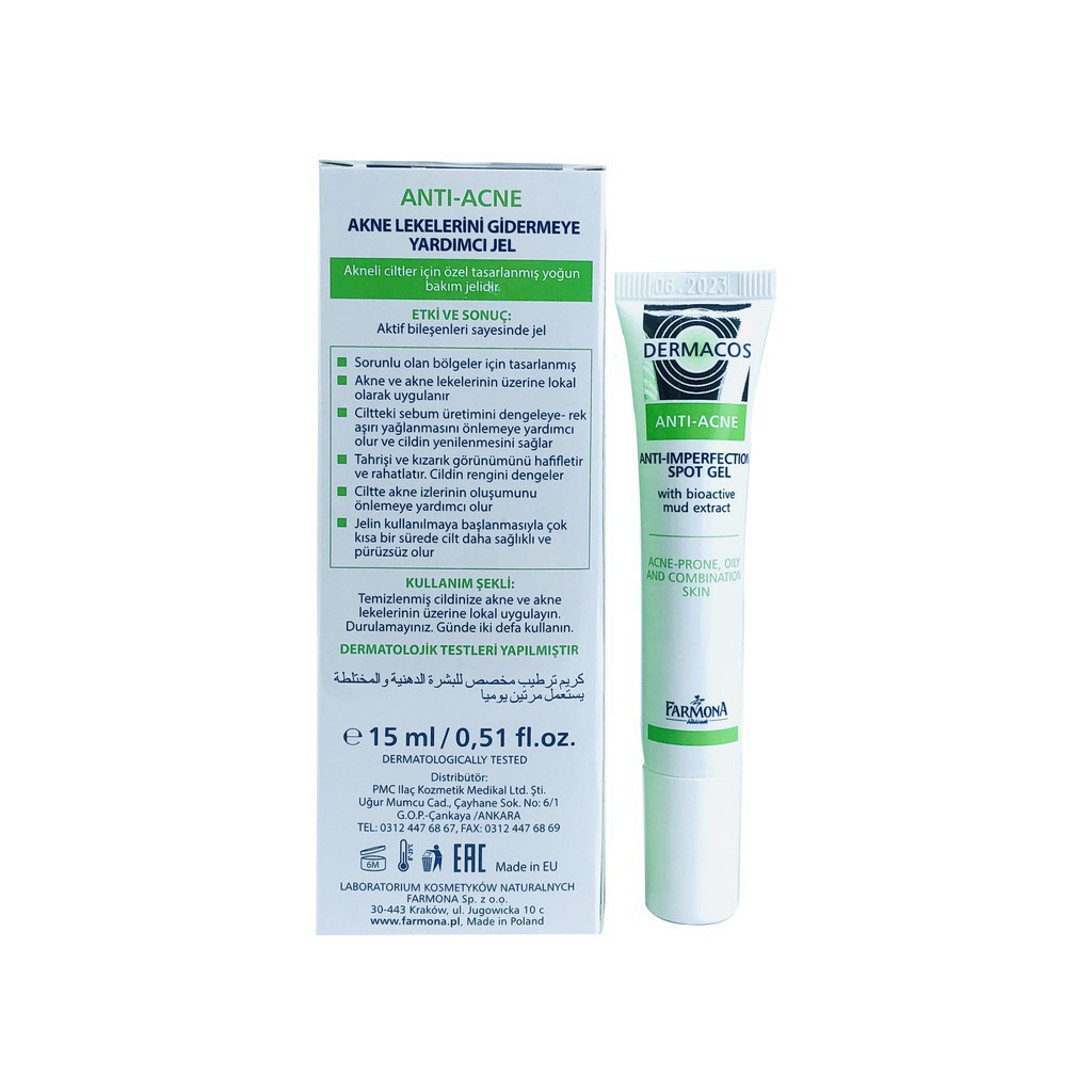 Gel Chấm Mụn Farmona Dermacos Anti Acne Imperfection Spot Gel giảm mụn, chứa bùn hoạt tính