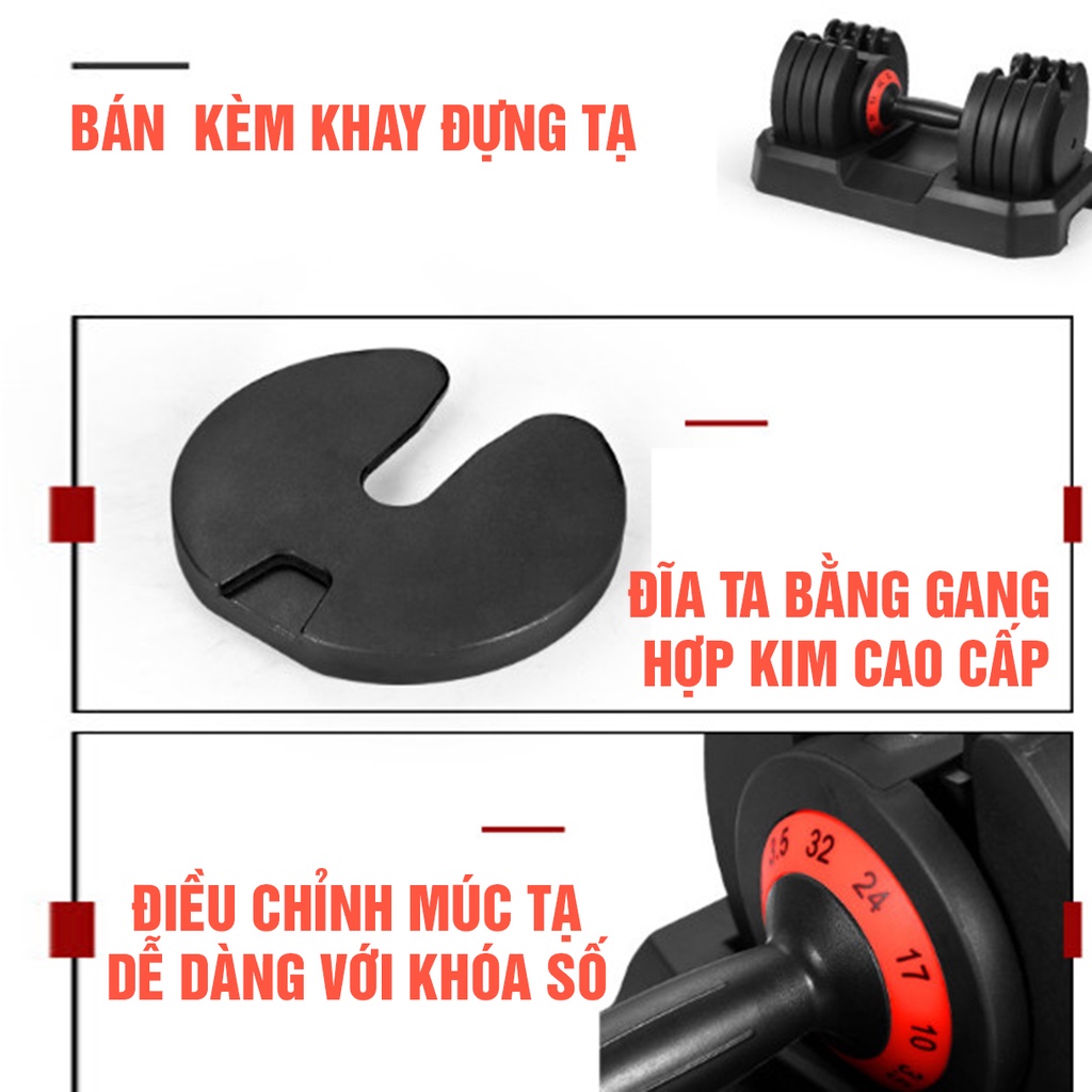 TẠ TAY CAO CẤP JOBUR snd 552 -Tạ đơn điều chỉnh khóa số từ 2-25kg