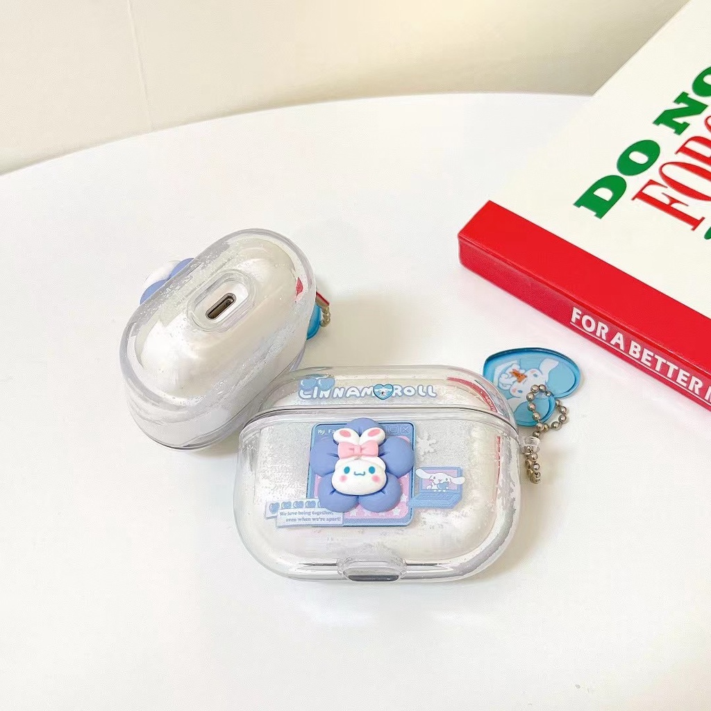 Vỏ Bảo Vệ Hộp Sạc Tai Nghe AirPods 1 / 2 / 3 / Pro Trong Suốt Họa Tiết Kuromi Doggy Dễ Thương Kèm Dây Đeo Tiện Dụng