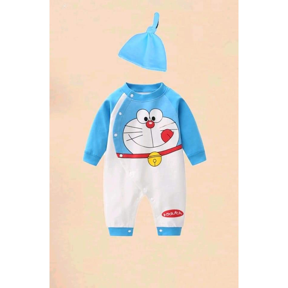 Body dài tay cotton cao cấp, họa tiết ngộ nghĩnh tặng Mũ cho bé sơ sinh 3-12kg - BD69