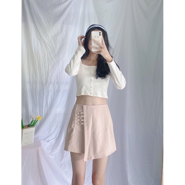 Quần Đùi Giả Váy Nữ Vạt Lệch Vải Hàn Cao Cấp - Quần Shorts Nữ Lưng Cao mã 13