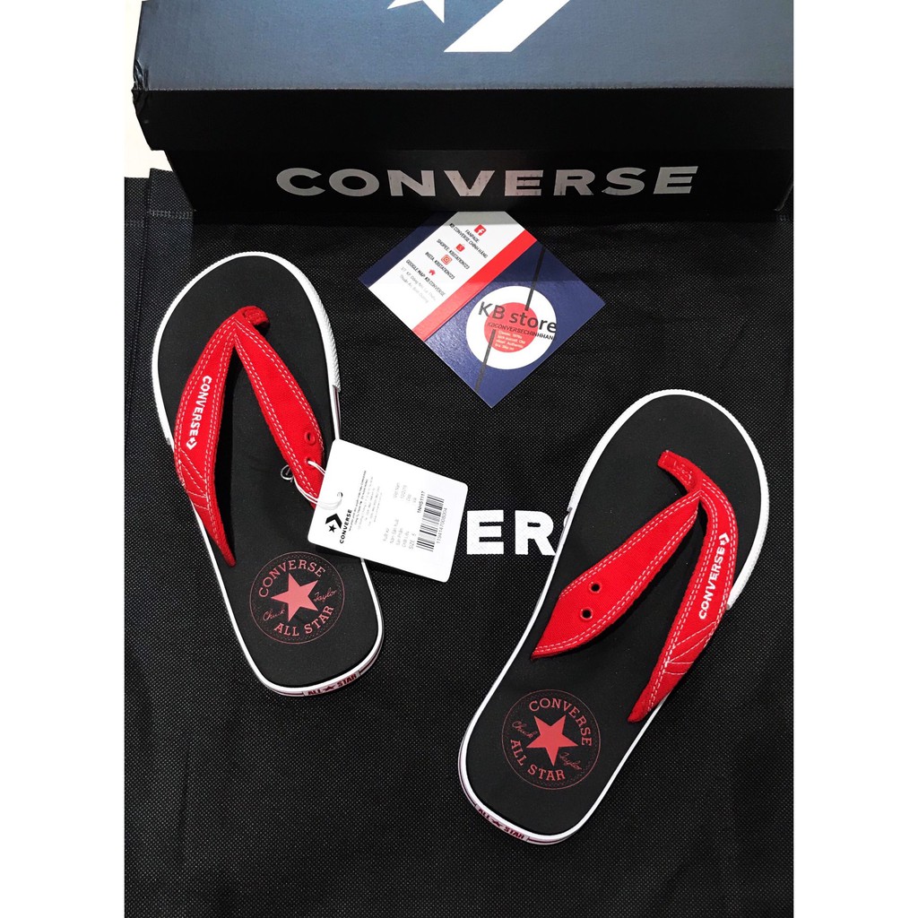 Dép Converse đen quai đỏ logo sao Chính Hãng