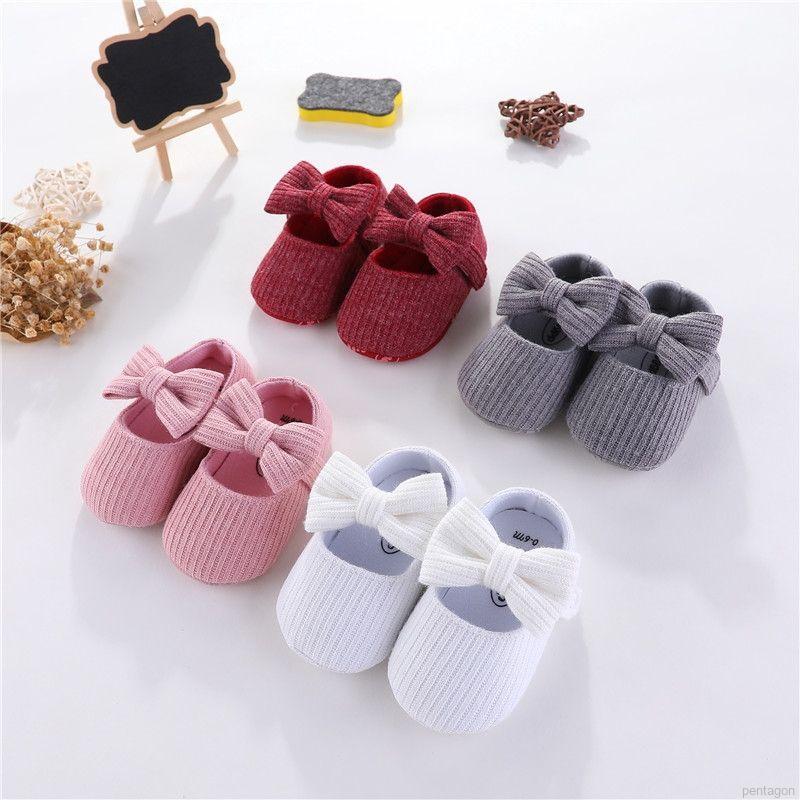 Set 2 Giày Thắt Nơ Chống Trượt Cho Bé Gái