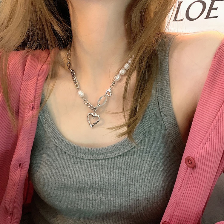 Vòng cổ Mặt Trái Tim Đính Ngọc Trai