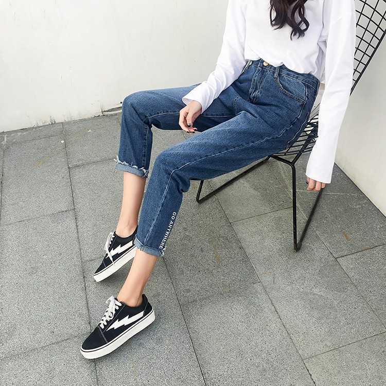 [Size S,M] Quần jeans baggy lưng cao Ulzzang Quảng Châu QDJ57 (Mom jeans)