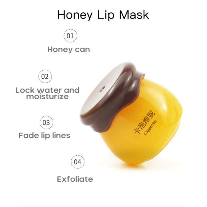 🍯 Stock Cappuvini Honey Mặt Nạ Dưỡng Ẩm Hồng Môi Tự Nhiên Hủ Son Dưỡng Mật Ong CAPPUVINI Chống Khô Nứt Nẻ Môi   Cappuvini Propolis Moisturizing Lip Mask Lip Balm Nourishing Anti-wrinkle Lip Care Anti-cracking Unisex Lip Mask Honey Lip Mask Gel -beauty