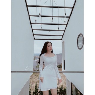 Đầm Xòe Tay Loe Cổ Thiết Kế