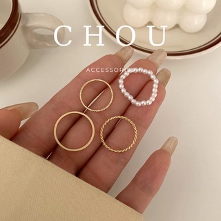 Set 4 Nhẫn Đính Ngọc | CHOU ACCESSORIES |