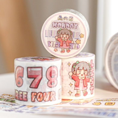 Băng keo Washi tape chủ đề cuộc sống dễ thương trang trí sổ tay dải 98cm | BSW126