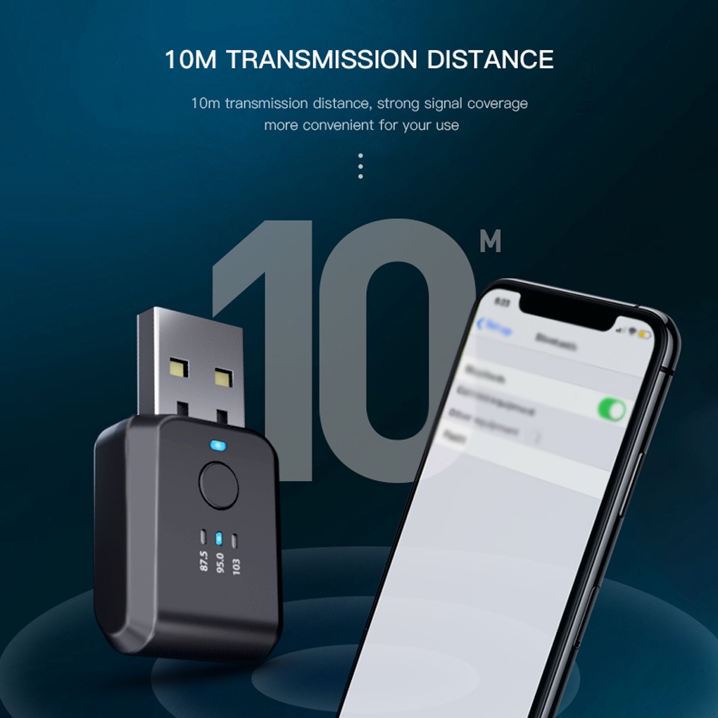 Car USB Transmitter Bluetooth-compatible V5 1 Audio Adapter Travel Button Control Transmitting Automobile Sound Music