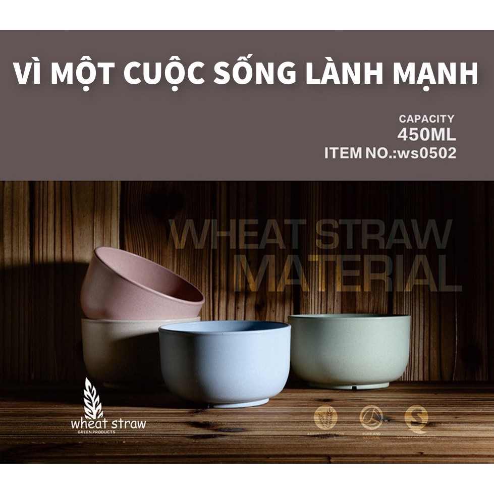 COMBO BỘ 4 Bát ăn cơm lúa mạch cao cấp kháng khuẩn chịu nhiệt nhiều màu cho bé người lớn đồ dùng nhà bếp