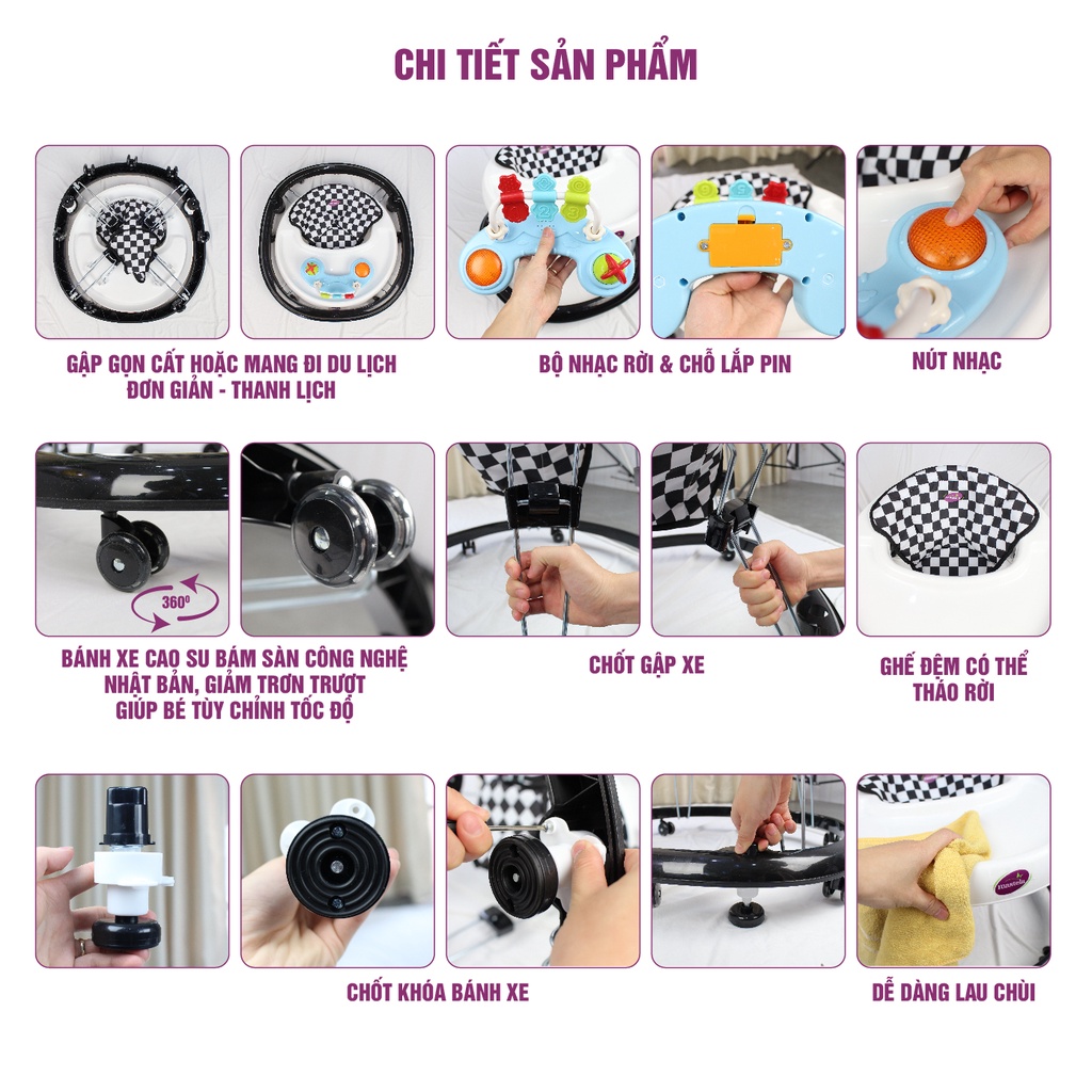 Xe tròn tập đi có đồ chơi và nhạc cho bé Mastela W2002
