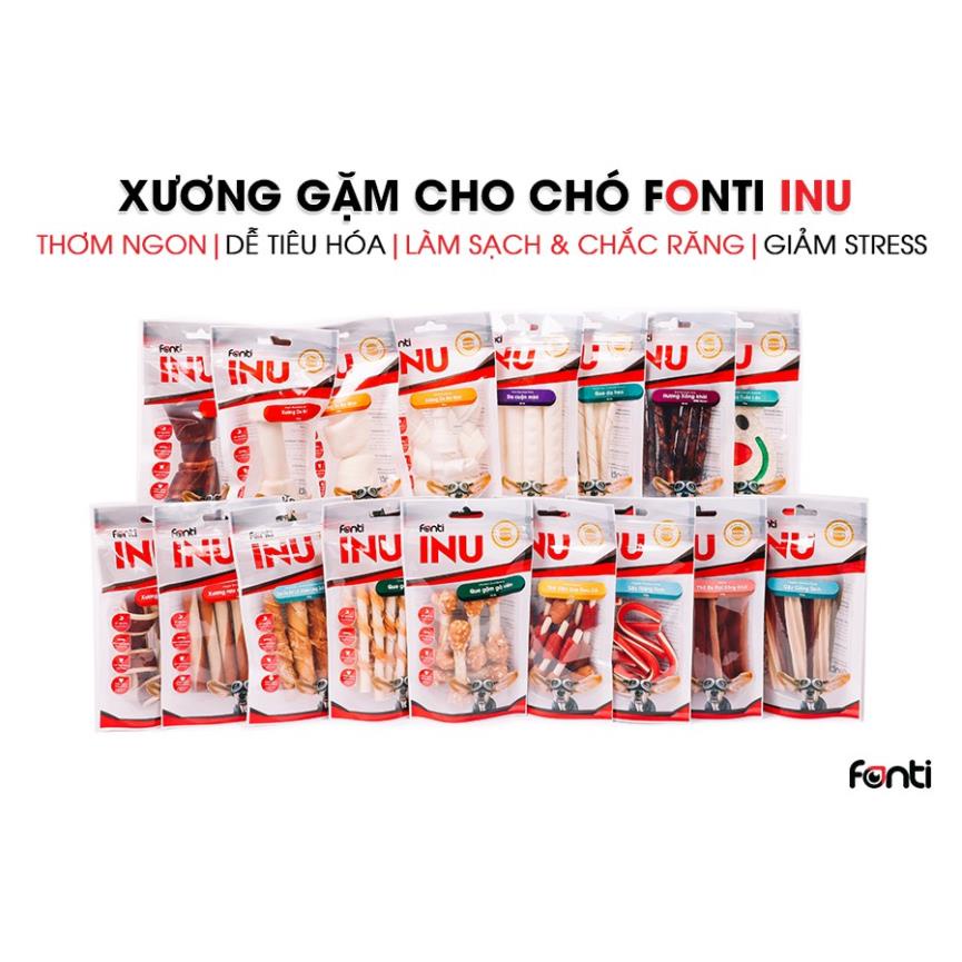 Que Da Bò Sữa Cuộn Gà, Xương Gặm Cho Chó Fonti, Thơm Ngon Dinh Dưỡng, Làm Sạch Răng, 10Cục/80g/Túi, Made in Vietnam C24