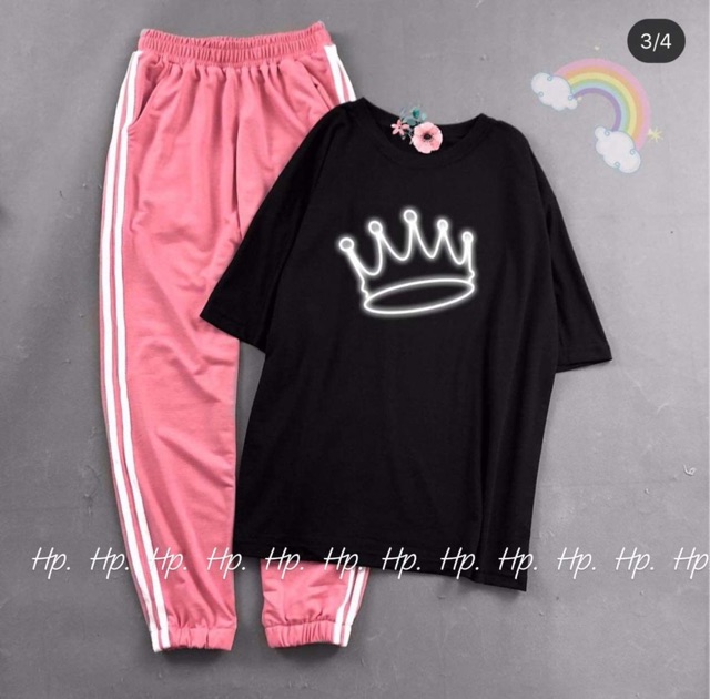 Sét áo vương miện phản quang+ quần 3 sọc THL988