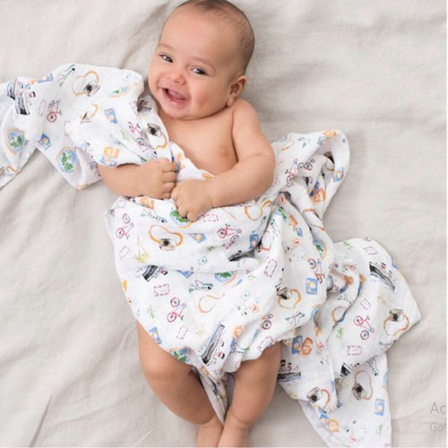 Khăn tắm/ chăn quấn bé Aden sợi tre 2 lớp MUSLIN TREE  siêu êm siêu rút mồ hôi cho trẻ từ sơ sinh - NANA SHOP MOMY BABY