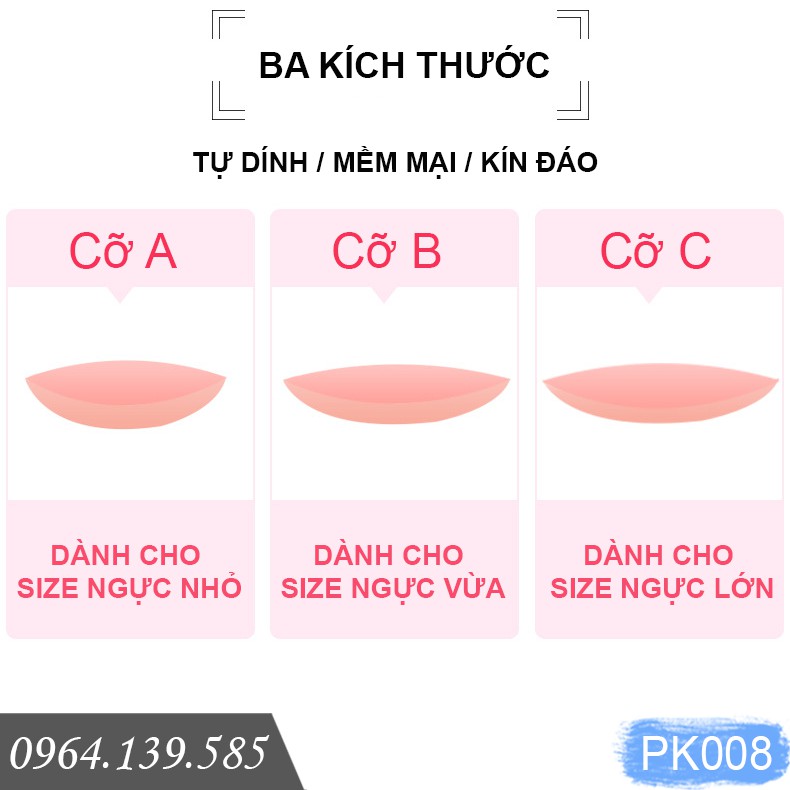Cặp đôi miếng độn nâng ngực silicone mềm mại, giúp cố định, nâng ngực, tạo khe, cho vòng 1 gợi cảm, có kèm quai | PK008