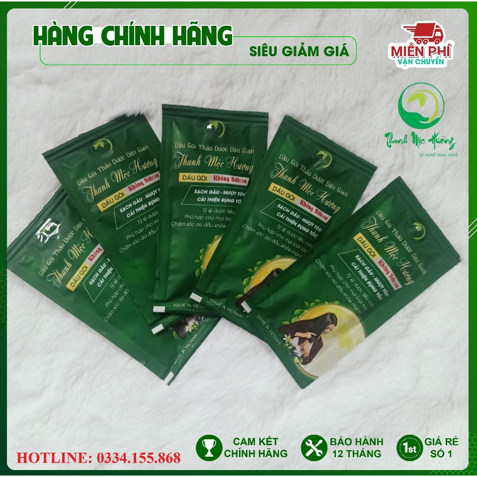 Combo 10 gói Dầu gội dược liệu Thanh Mộc Hương gói 6gr, Ngăn rụng tóc, nấm đầu, kích thích mọc tóc