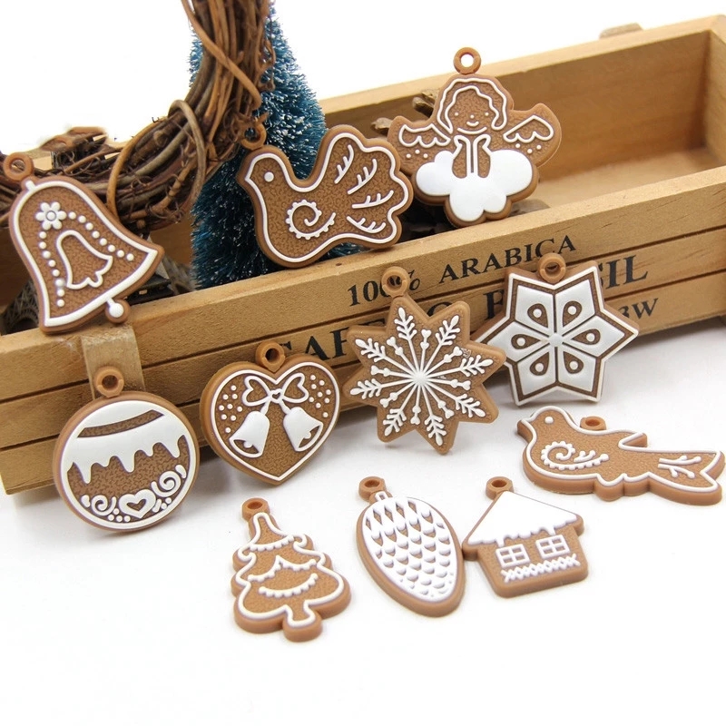 Set 11 Mô Hình Người Bánh Gừng Bằng Cao Su Mềm Trang Trí Cây Thông Giáng Sinh