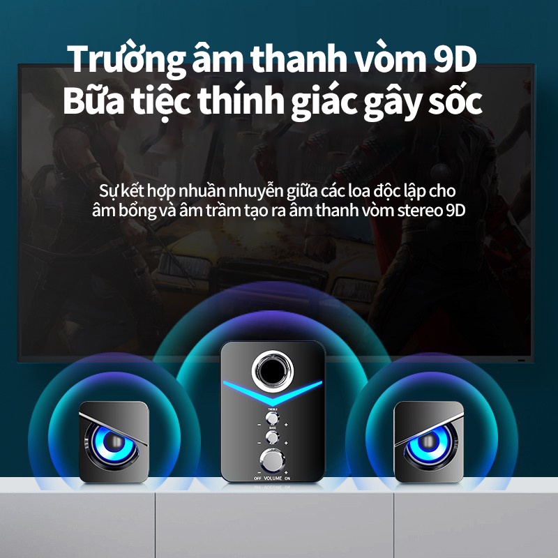 Loa vi tính để bàn MC , SUPER BASS Âm thanh vòm 9D dòng loa máy tính cao cấp cho laptop, pc