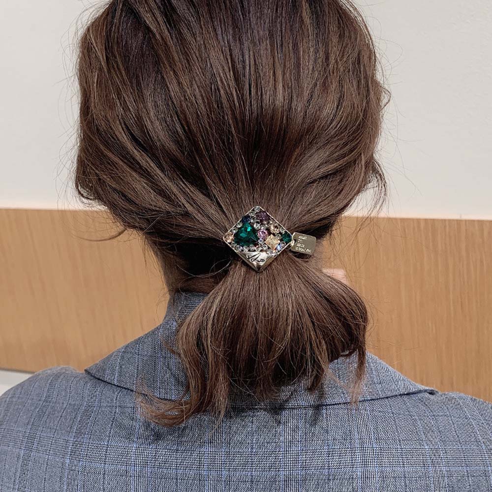 Dây buộc tóc co giãn họa tiết hình học bằng hợp kim thời trang cho nữ