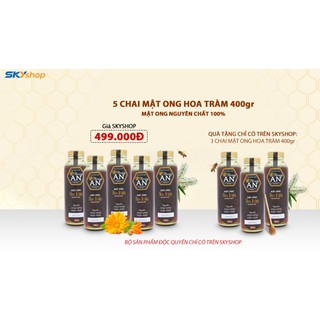 [ Combo 8 Chai ] 5 Chai Mật Ong Hoa Tràm An 400gr - Tặng 3 Chai Mật Ong Hoa Tràm 400gr