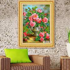 Tranh Đính Đá Hoa Hồng Đổ Thắm DF2717 - 63x85cm