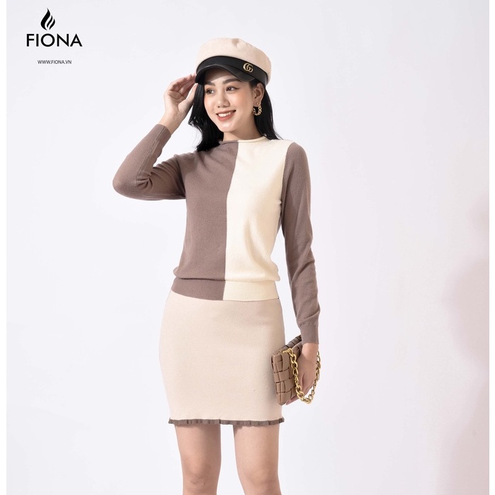Chân váy len nữ FIONA, Chân váy ôm phối màu dáng ngắn mã F850503