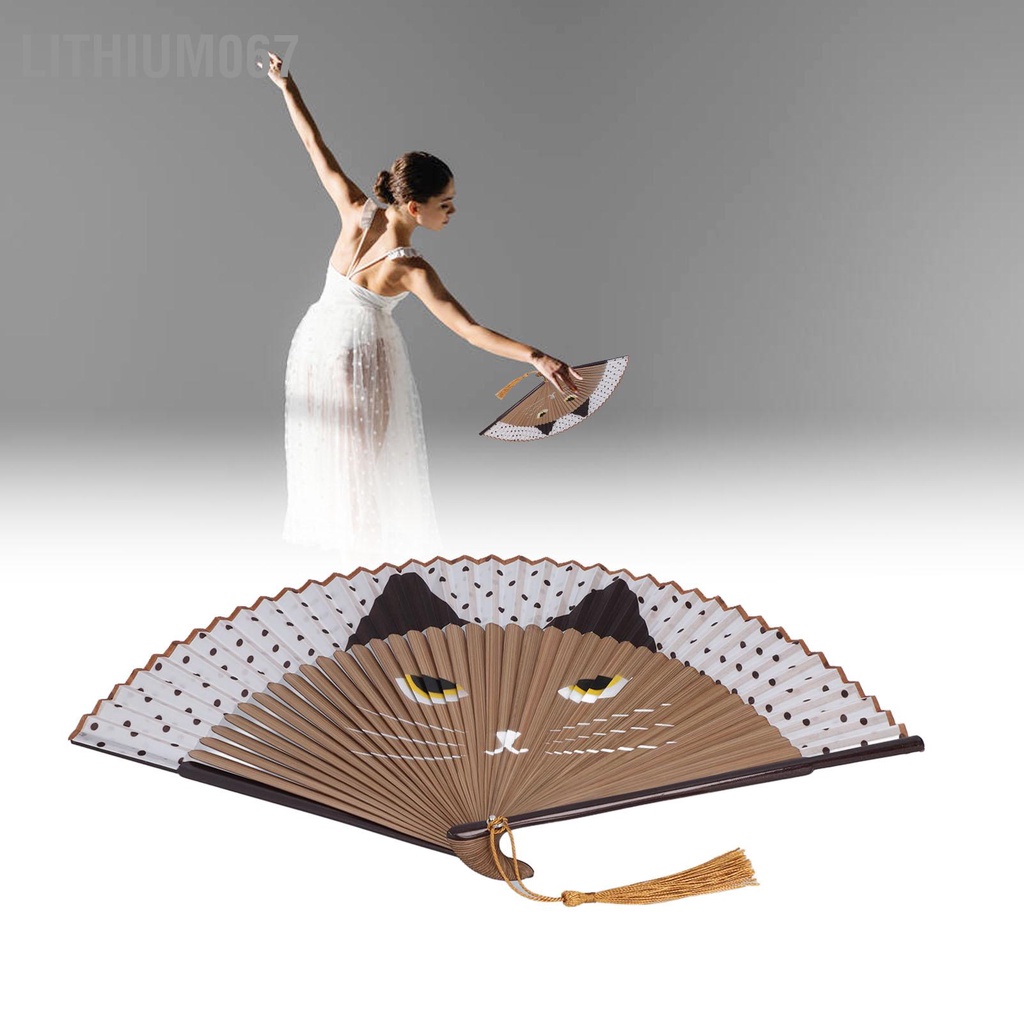 Lithium067 Quạt gấp Mẫu mèo Thanh lịch Phong cách Nhật Bản Công cụ làm mát cầm tay cho Quà tặng đám cưới