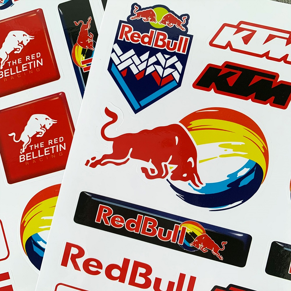 1 CÁI RedBull&amp;KTM A4 Kích Cỡ Nhãn Dán Moto GP Nhãn Dán Xe Máy Sửa đổi Mũ Sắt Của Lính Trang Trí