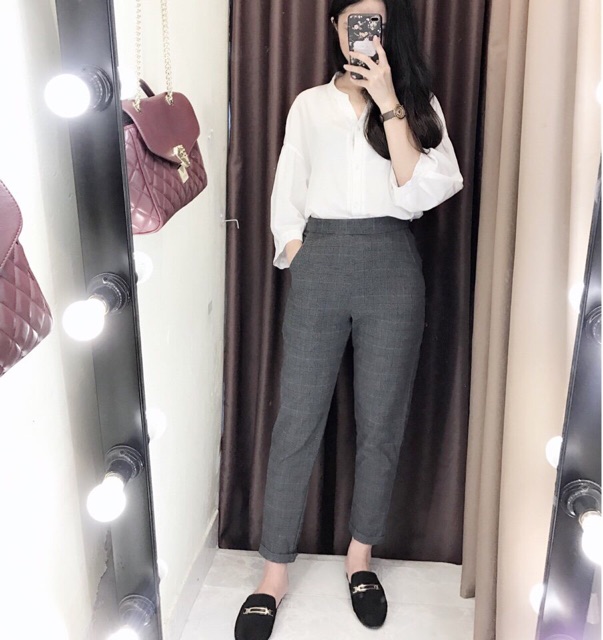 Quần Baggy kẻ Topshop 2 màu đẹp- độc- lạ